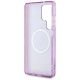 7. Etui Guess Glitter Flowers Triangle Buttons MagSafe na Samsung Galaxy S25 Ultra - fioletowe