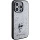 4. Etui Karl Lagerfeld Fixed Glitter Choupette Logo Metal Pin do iPhone 15 Pro Max - srebrne