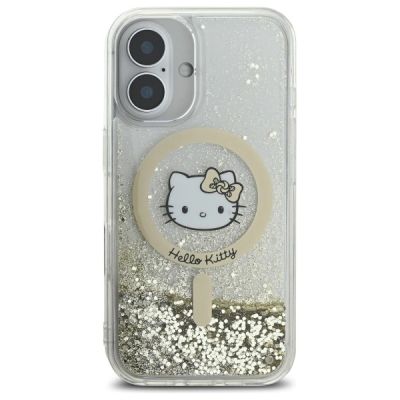 3. Etui Hello Kitty Liquid Glitter Fever MagSafe na iPhone 16 - złote