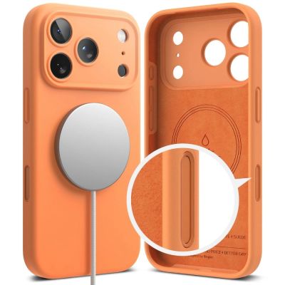 3. Etui Ringke Silicone Magnetic MagSafe na iPhone 17 Pro Max - pomarańczowe