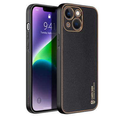 3. Dux Ducis Yolo etui iPhone 14 Plus elegancki pokrowiec ze skóry ekologicznej czarny