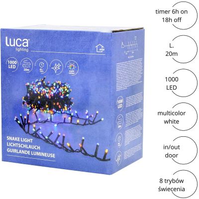 4. LAMPKI CHOINKOWE ŁAŃCUCH ŚWIETLNY 1000 LED TIMER MULTIKOLOR LUCA