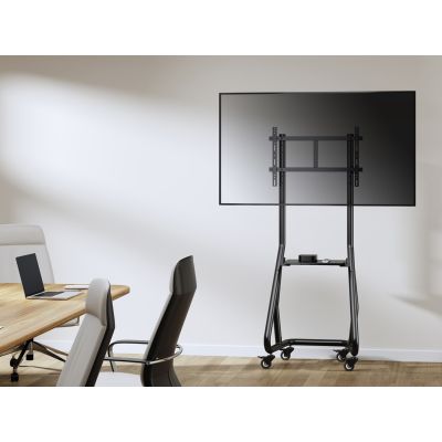 9. Wózek do płaskiego ekranu / systemu wideokonferencyjnego - Bardzo mocny - Zamykany na klucz - Plastik, Stal nierdzewna, Aluminium - Rozmiar ekranu: 94-203 cm (37"-80")