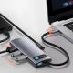 15. HUB Baseus Metal Gleam 6w1 USB-C - USB-C PD 100W 1x HDMI 4K 30Hz 3x USB-A 3.2 1x RJ45 - szary