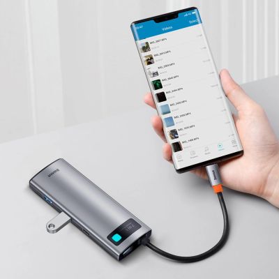 11. Baseus Metal Gleam Series multifunkcjonalny HUB USB 7w1 Typ C HDMI czytnik kart TF PD szary (WKWG020113)