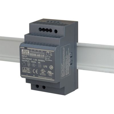 2. ZASILACZ IMPULSOWY NA SZYNĘ DIN MEAN WELL HDR-60-15 15V/60W/4A