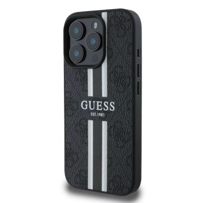 3. Etui Guess 4G Printed Stripes MagSafe na iPhone 16 Pro Max - czarne