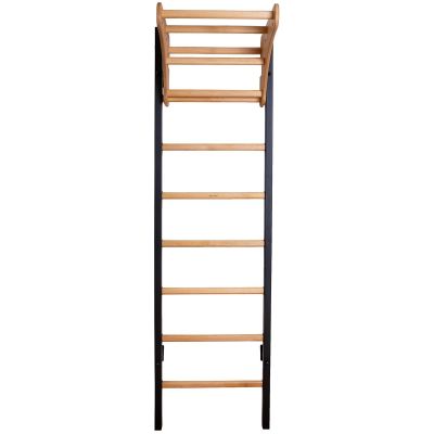 2. DRABINKA GIMNASTYCZNA DREWNIANO METALOWA NA 4 UCHWYTY Z DREWNIANYM DRĄŻKIEM BENCHK 211B