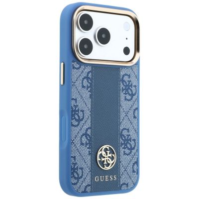 4. Etui Guess 4G with Stripe Round and Classic Logos MagSafe na iPhone 17 Pro / 18 Pro - niebieskie