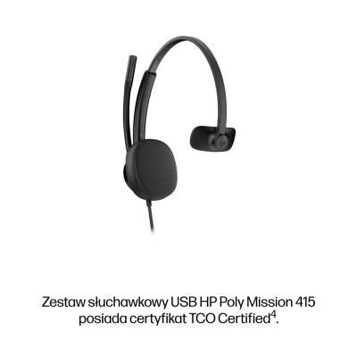 132. Słuchawki przewodowe HP Poly Mission 415 Monaural USB Wired Headset