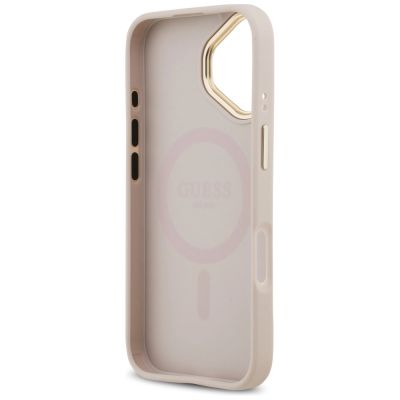 7. Etui Guess Grained Strass Logo MagSafe na iPhone 17 - różowe