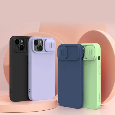 16. Nillkin CamShield Magnetic Silicone Case etui iPhone 14 Plus magnetyczny MagSafe pokrowiec z osłoną na aparat zielony