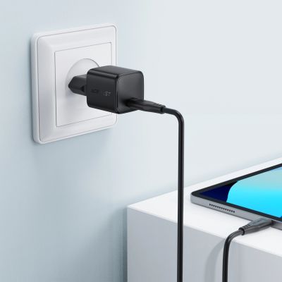 21. Ładowarka sieciowa Acefast A118 30W GaN USB-C z kablem USB-C do Lightning 1.2m - czarna