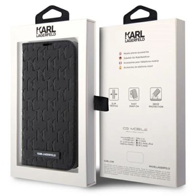 7. Etui Karl Lagerfeld Saffiano Monogram na iPhone 14 Pro - czarne