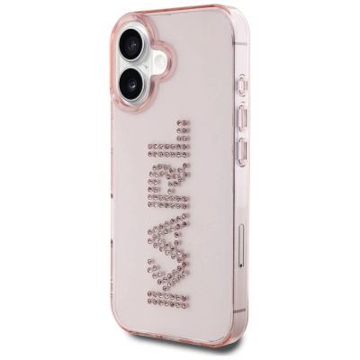 2. Etui Karl Lagerfeld IML Rhinestones Logo na iPhone 16 - różowe
