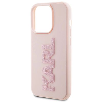 6. Etui Karl Lagerfeld 3D Rubber Glitter Logo na iPhone 15 Pro Max - różowe