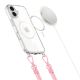 2. Etui Tech-Protect Flexair Chain MagSafe na iPhone 16 - przezroczyste  + 2 smycze (różowa i szara)