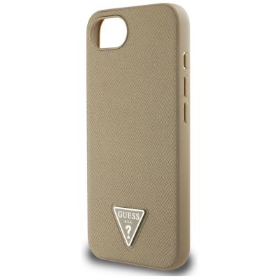 6. Etui Guess Grained Triangle MagSafe na iPhone 16e - brązowe