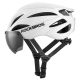 3. Kask rowerowy Rockbros z szybką, odpinane okulary z ochroną UV, unisex, błyszczący - biały