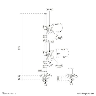 12. Neomounts DS60-600BL2V uchwyt / stojak do monitorów 81,3 cm (32") Biurko Czarny