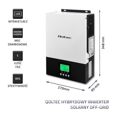 2. QOLTEC INWERTER SOLARNY HYBRYDOWY OFF-GRID 2.4KW | 80A | MPPT | SINUS