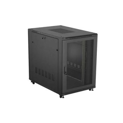 3. Szafa instalacyjna rack stojąca 19" 22U 800x1200 czarna drzwi perforowane Lanberg (flat pack)