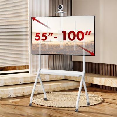 9. MACLEAN STAND / WÓZEK DO TV, PÓŁKA NA KAMERĘ, NA KÓŁKACH, 55-100", MAX. OBCIĄŻENIE 120KG/10KG PÓŁKA, MAX. VESA 900X600 MC-114