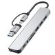 5. Adapter Tech-Protect HB06 HUB Adapter 8w1 TYP-C + USB2.0 + USB3.0 + SD/TF + AV3.5 - szary