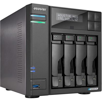 13. NAS Asustor AS6704T; Tower; 4x (3.5" SATA HDD/ 2.5" SSD); Intel Celeron N5105; 4GB DDR4 SODIMM (max. 16GB), 2x 2.5GbE, 4x M.2 2280 NVMe PCIe 3.0, 2x USB 3.2 Gen, 1x HDMI 2.0b, 1x optional 10 GbE card