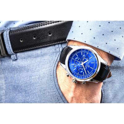 4. Zegarek Męski Giewont Chronograph Sapphire Srebrno Niebieski GW7650-A3