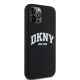 5. Etui DKNY Liquid Silicone White Printed Logo MagSafe na iPhone 12/12 Pro - czarne