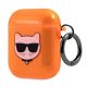 3. Etui Karl Lagerfeld Choupette na AirPods 1/2 - pomarańczowe