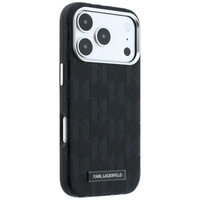 4. Etui Karl Lagerfeld Grained Mono Resin Logo MagSafe na iPhone 17 Pro / 18 Pro - czarne