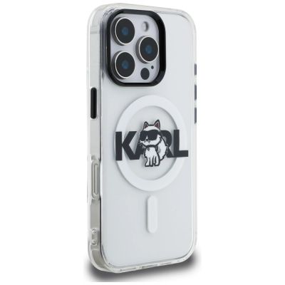 4. Etui Karl Lagerfeld IML Choupette Sketch Logo MagSafe na iPhone 16 Pro Max - przezroczyste