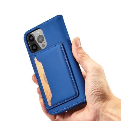 6. Magnet Card Case etui iPhone 14 Plus pokrowiec z klapką portfel podstawka niebieskie