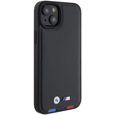 4. Etui BMW Leather Stamp Tricolor do iPhone 15 Plus - czarne