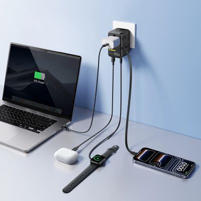 8. Adapter podróżny Baseus PicoGo AG11 45W 6w1 ze zwijanym kablem USB-C - czarny