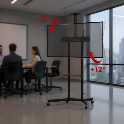 13. MACLEAN STAND / WÓZEK DO TV, PÓŁKA NA KAMERĘ, NA KÓŁKACH, 37-70", MAX. OBCIĄŻENIE 45KG/5KG PÓŁKA, MAX. VESA 600X400 MC-113 B