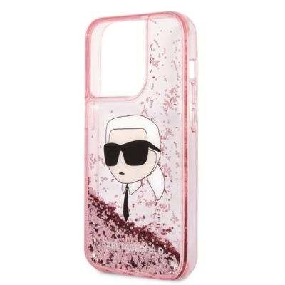 6. Etui Karl Lagerfeld Glitter Karl's Head na iPhone 14 Pro Max - różowe