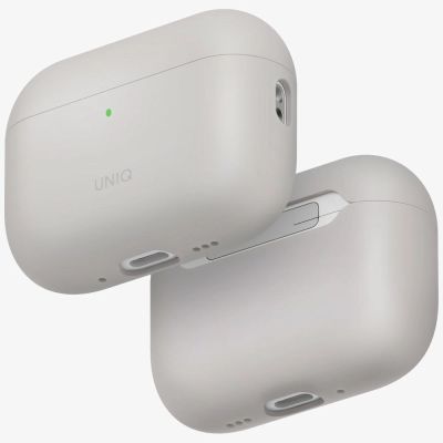 Etui UNIQ Lino Silicone na AirPods Pro - beżowe