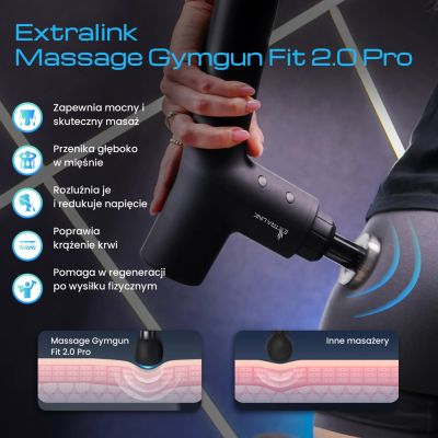 11. Extralink Massage Gymgun Fit 2.0 Pro | Pistolet do masażu | 7 głowic, 6 trybów