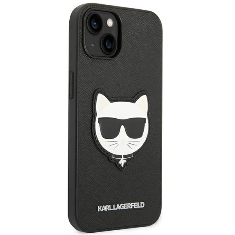 4. Etui Karl Lagerfeld Saffiano Choupette Head Patch na iPhone 14 Plus - czarne