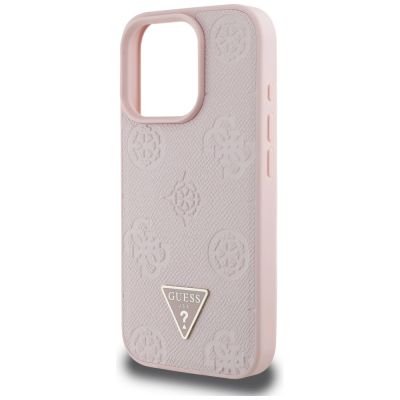 6. Etui Guess Grained Hot Stamp Peony Triangle Logo MagSafe na iPhone 16 Pro - różowe