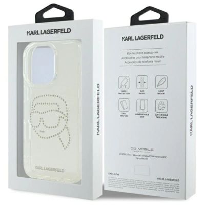 8. Etui Karl Lagerfeld IML Rhinestones Karl Head na iPhone 16 Pro - przezroczyste