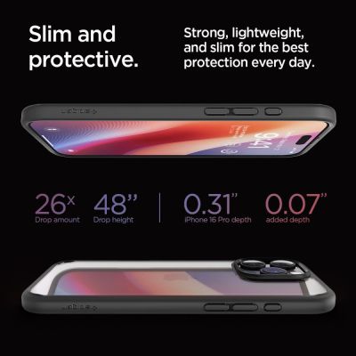 15. Etui Spigen Ultra Hybrid na iPhone 16 Pro - czarny mat