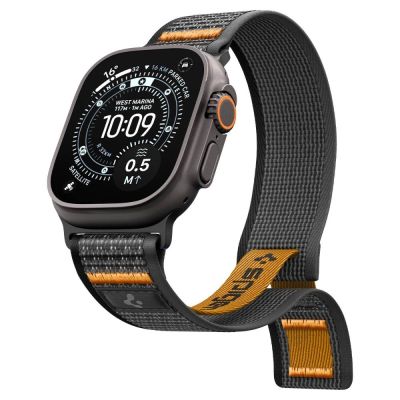 5. Pasek Spigen Athlex Air 2 na Apple Watch (44 / 45 / 46 / 49 mm) - czarno-pomarańczowy