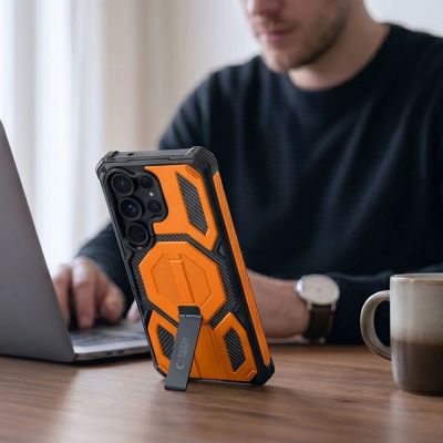 5. Etui Tech-Protect MagBlast MagSafe + szkło hartowane 2-Pack na Samsung Galaxy S26 Ultra - czarno-pomarańczowe