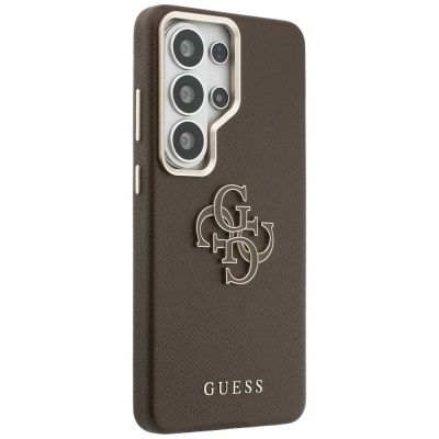 4. Etui Guess Grained Big 4G Metal Logo na Samsung Galaxy S26 Ultra - brązowe