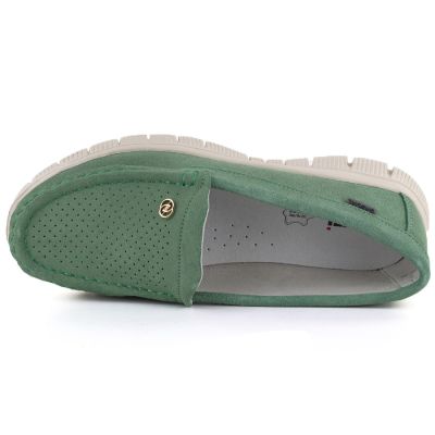 3. Skórzane półbuty damskie komfortowe zielone Jezzi 7075