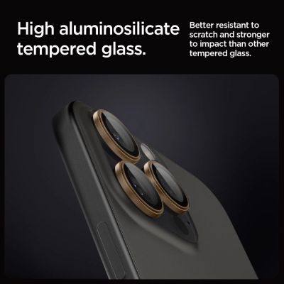 9. Osłona Aparatu Spigen Optik Pro GLAS.TR ”EZ FIT” Camera Protector 2-PACK na iPhone 16 Pro / Pro Max - brązowa